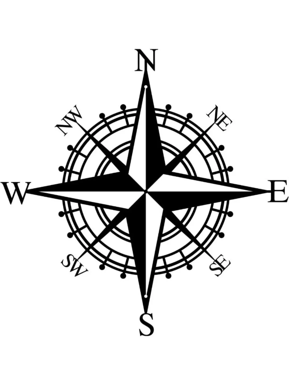 Nautical Compass Black Metal Wall Art | Beach Theme Home Decor Accent